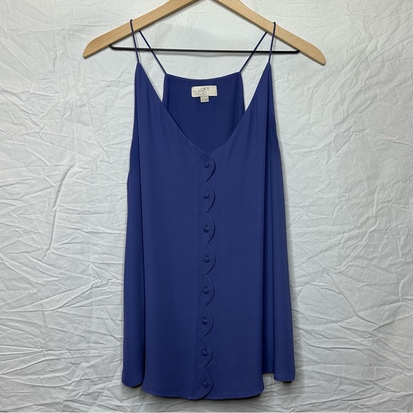 LOFT Women's Blue Button-Down Top size LP - Picture 1 of 5